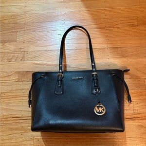 Michael Kors Black Tote Bag with Gold Accents